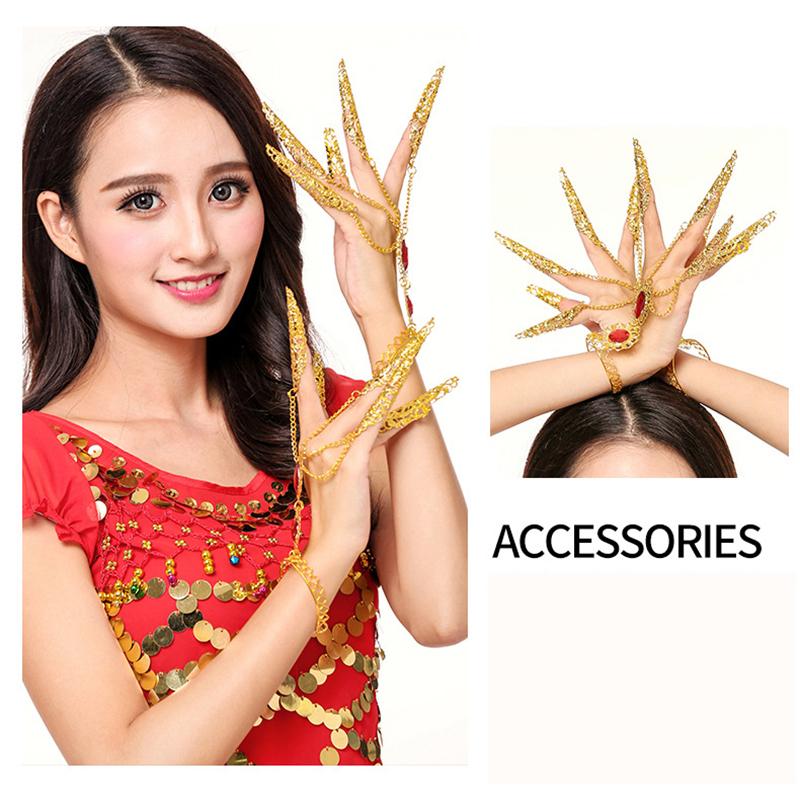 ריקודי עם נשים ריקודי בטן תכשיטי אצבעות זהב ציפורניים ארוכות לריקודים