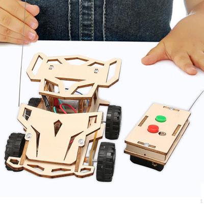 Remote Control Car Toys Wooden Science Experiment Kits RC 3D Puzzle Crafts Physical