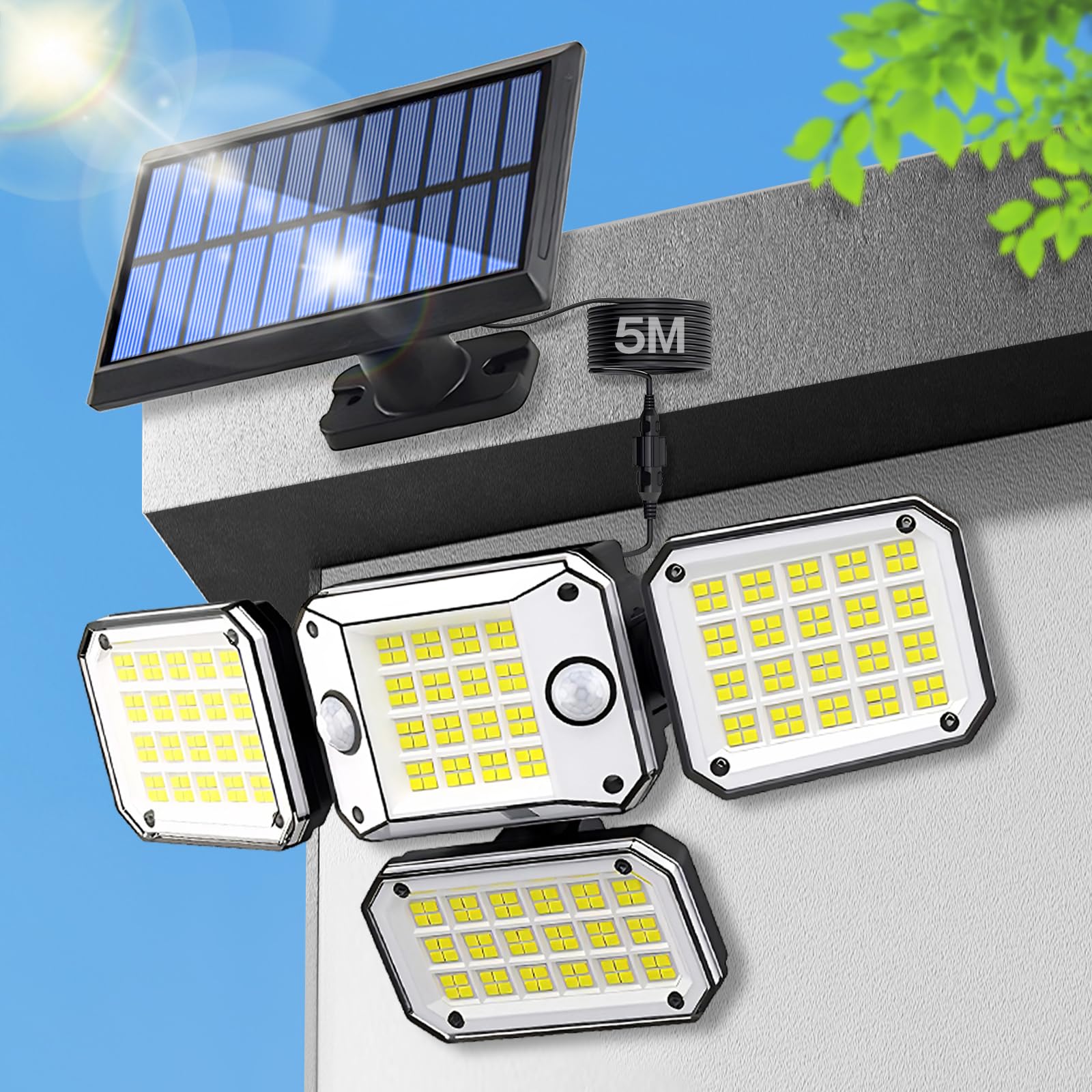 

Outdoor Solar Light with Waterproof Motion Sensor [2025 New Year Sale] 4-Sided Lighting & Ultra-Bright LEDs, IP65 Waterproof. High-Performance,