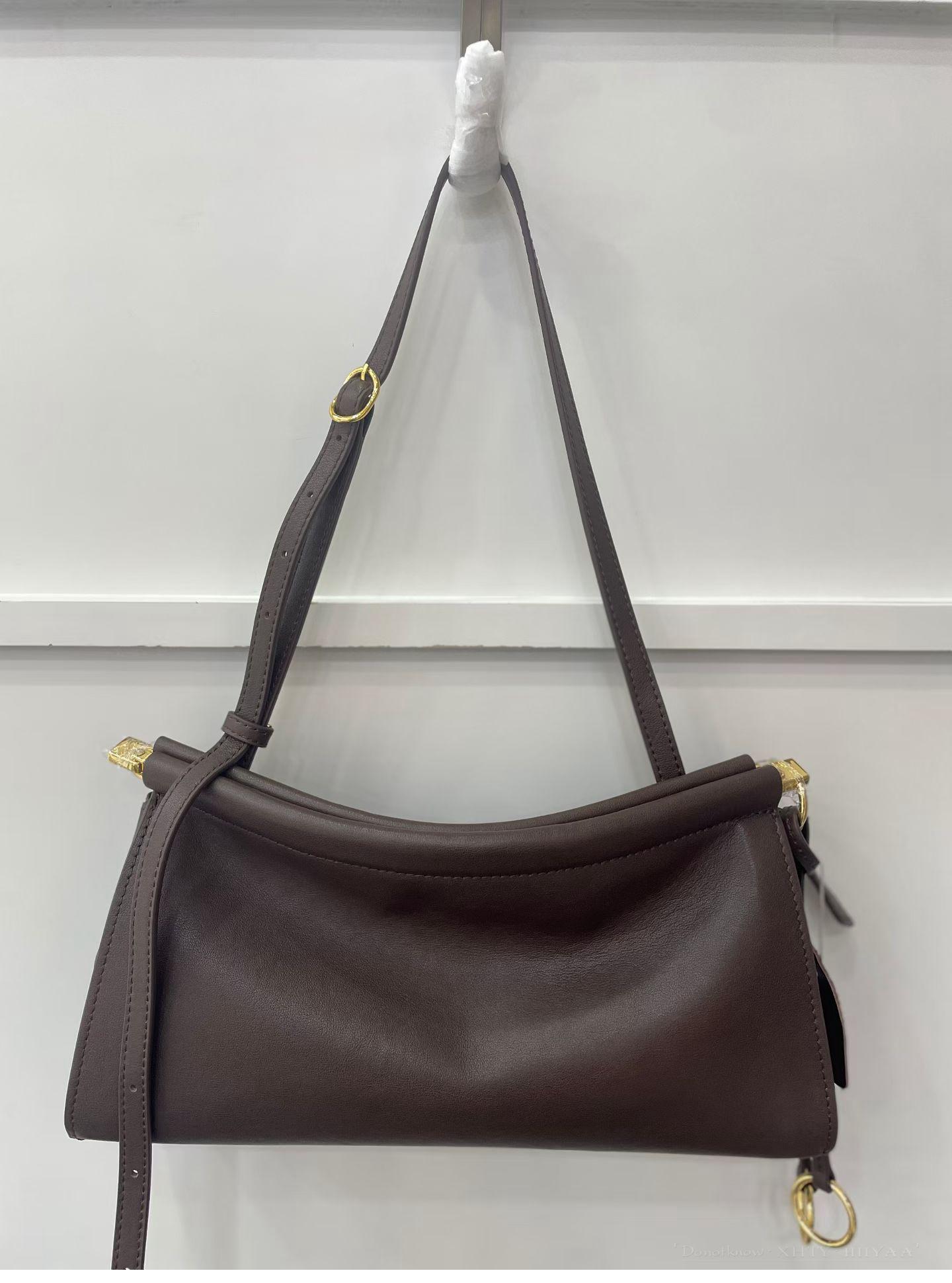 Clip Bag Genuine Leather Underarm Bag