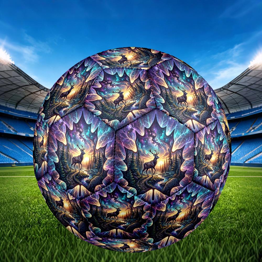 1pc Galactic Forest Journey Theme Soccer Ball Football, Size 5, Lightweight PVC, Durable Outdoor Training Soccer Ball, Gift M61483