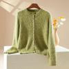 2026 Autumn/Winter Women's Cashmere Wool Cable Knit Cardigan - Long Sleeve, Round Neck Sweater Top