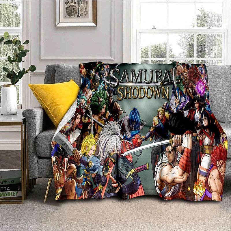 2026 New Style Retro Game Samurai Spirits Shodown Haohmaru Cartoon Blanket,Soft Throw Blanket for Home Bedroom Bed Sofa Kid Gift