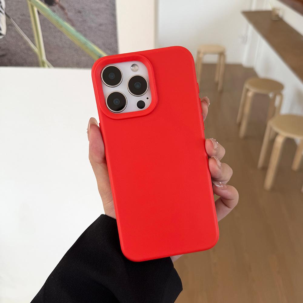 Applicable To Apple 17 Simple Solid Color Skin Feeling Mobile Phone Case Iphone15pro Silicone Anti-drop 13 All-inclusive Protective Case
