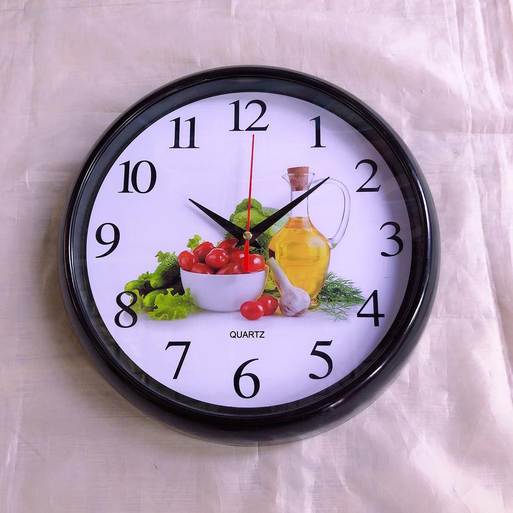 Wall clock household clock fruit cartoon digital simple round arc edge 26cm wall clock