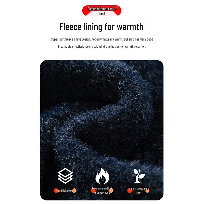 Luomeng Men's Fleece-Lined Mock Neck Knit Sweater WLL303R