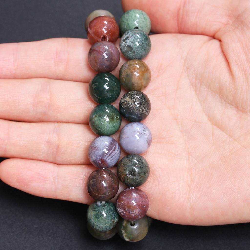 About 15/20/30/40/50/60Pcs 4/6/8/10/12mm High Quantity Loose Spacer Beads Indian Agate Natural Stone Round Beads For DIY Pendants Necklace Bracelets