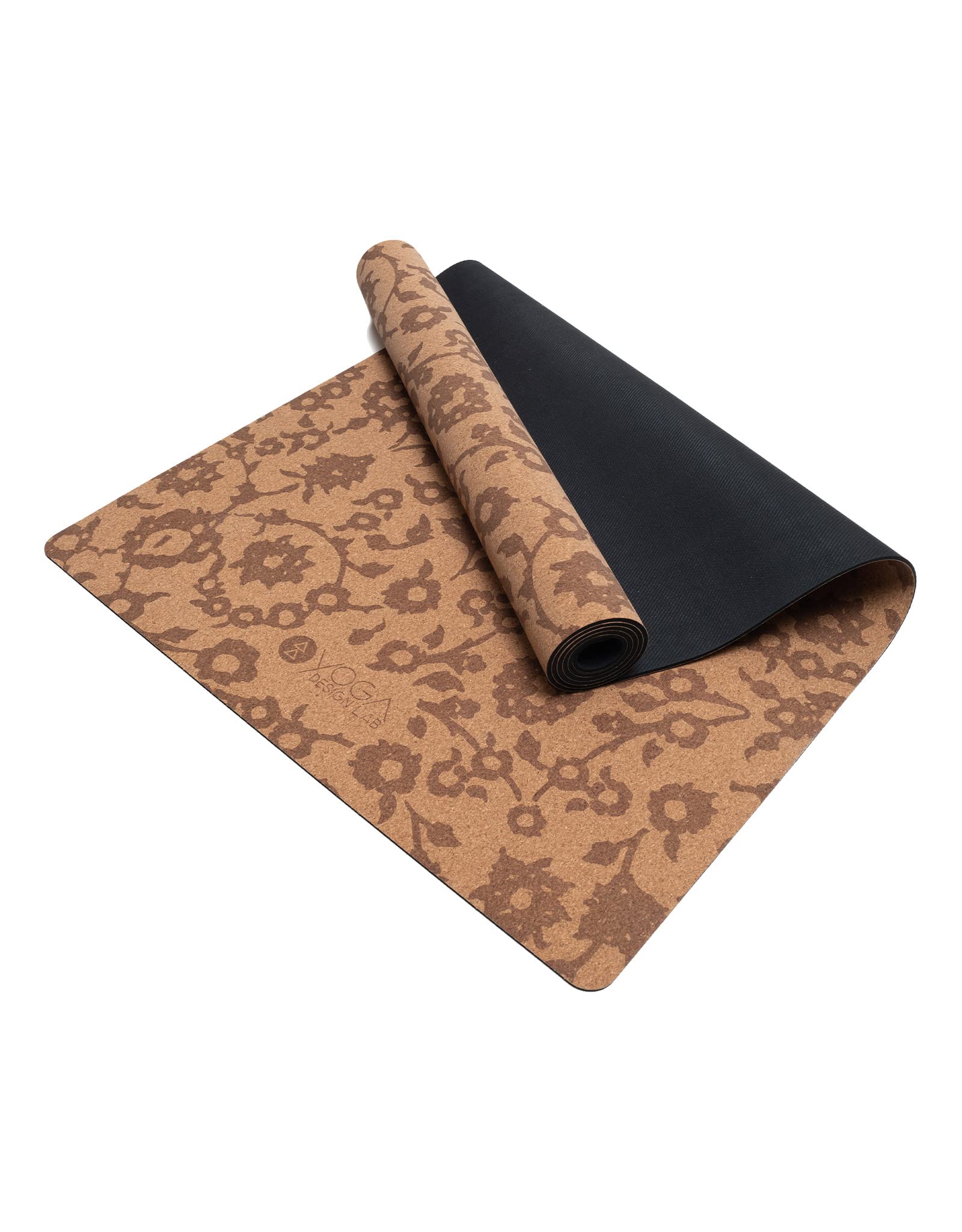 

Yoga Design Lab Cork Yoga Lightweight with Pilates Fitness Exercise Mat Batik Mat, Straps, Training, (Floral Tonal, 3.5mm)
