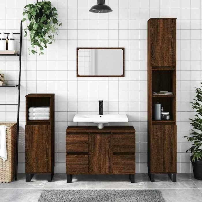 VidaXL Armoire salle de bain chêne marron 80x33x60cm bois d'ingénierie 831667