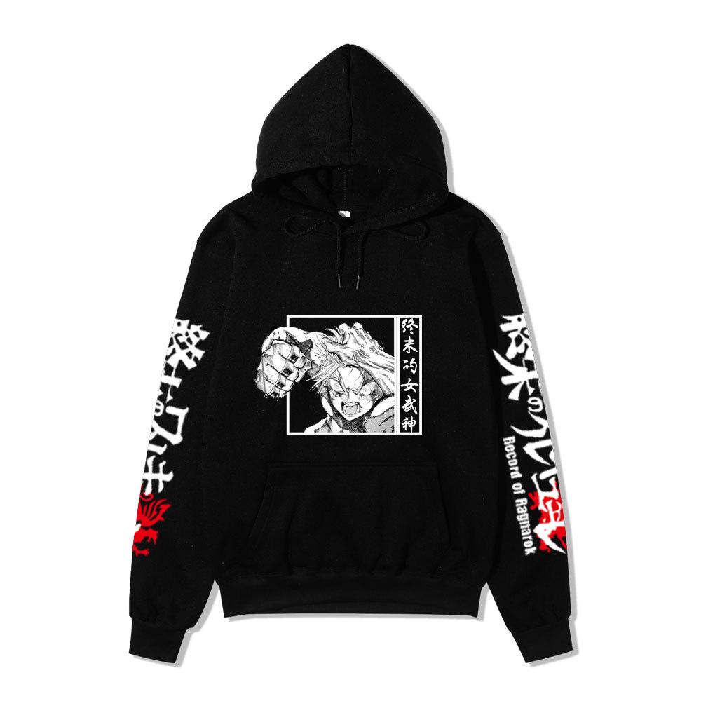 Record of Ragnarok Thor Manga Hoodie Vertikaler Japanischer Chinesischer Text Drachenprint Anime Pullover Sweatshirt