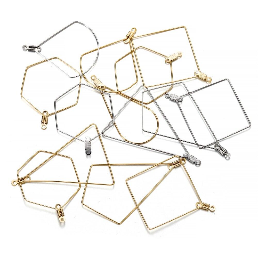 10/20pcs Stainless Steel Earrings Pendants DIY Accessories Gold Color Geometric Shaped Charm For Jewelry Making Findings