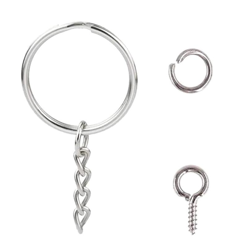 

360Pcs Screw Eye Pin for Key Chains with Open Jump Ring Chain Screw Eye Pins for Key Chain Art Crafts Works 1