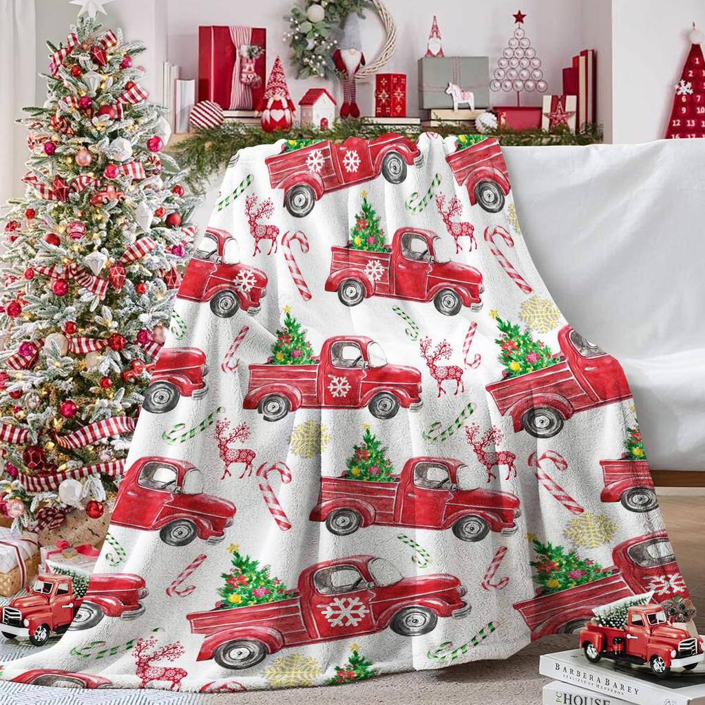 Winter Snow Truck Christmas Blanket Blanket Decoration Soft Comfortable Flannel Blanket Sofa Bed Decoration Blanket