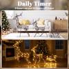 3-Piece Lighted Reindeer and Sleigh Set, PP Rattan Outdoor Christmas Decoration with LEDs, 8 Modes, Daily Timer