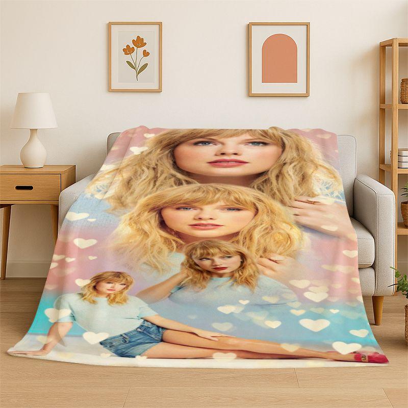 Coperta morbida in flanella alla moda T-Taylor Singer Music, Coperta accogliente per letto, Divano, Divano, Camera da letto, Soggiorno, Viaggio, Picnic