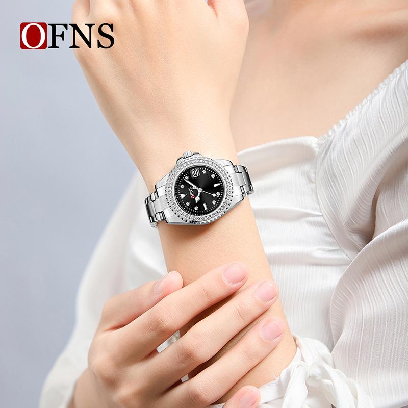 Women's Quartz Watch Simple Diamond Inlaid Waterproof Luminous Calendar Three Needle Business Fashion Women's Watch