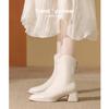 Martin Boots Small Short Boots Women's Boots Winter High Heels White Boots Thick Heel Square Head High Heel Women's Boots Skinny Boots