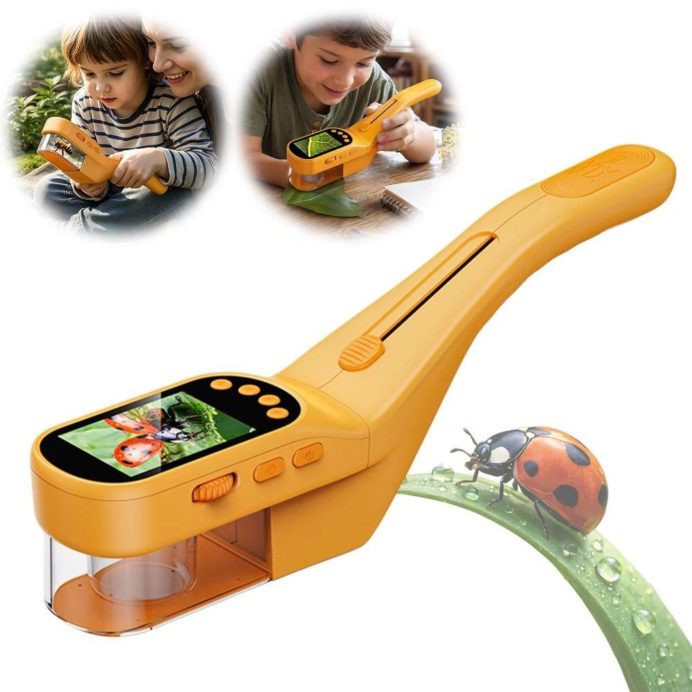 8 LED Fill Light Kids Microscope 2.4Inch Screen Pocket Microscope Electron Scope Insect Catching