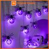 Halloween Spider String Lights 59.06in 10LED Battery Powered Purple Warm White Fairy Lights for Haunted House Party Home Decor