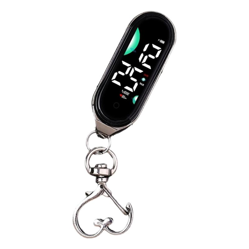 Keychain Pocket Watch Led Electronic Hanging Watch Night Lights Waterproof Touch Digital Watch Keyring Hanging Watch серебряный