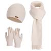 Women'S Winter Scarf Hat Gloves Set Thickened Knit Touch Screen Compatible Warm