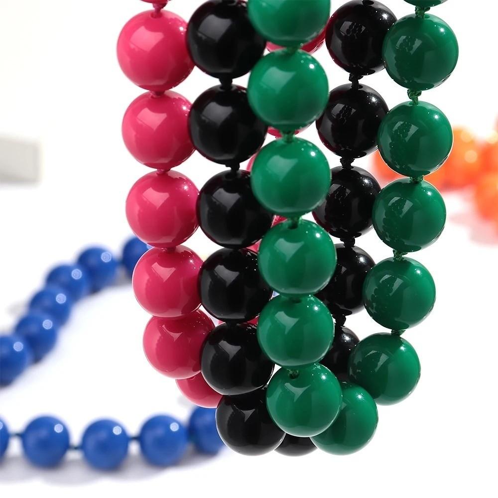 Acrylic Beaded Necklace Colorful Women Necklaces Retro Round Beads Choker  Jewelry Gift