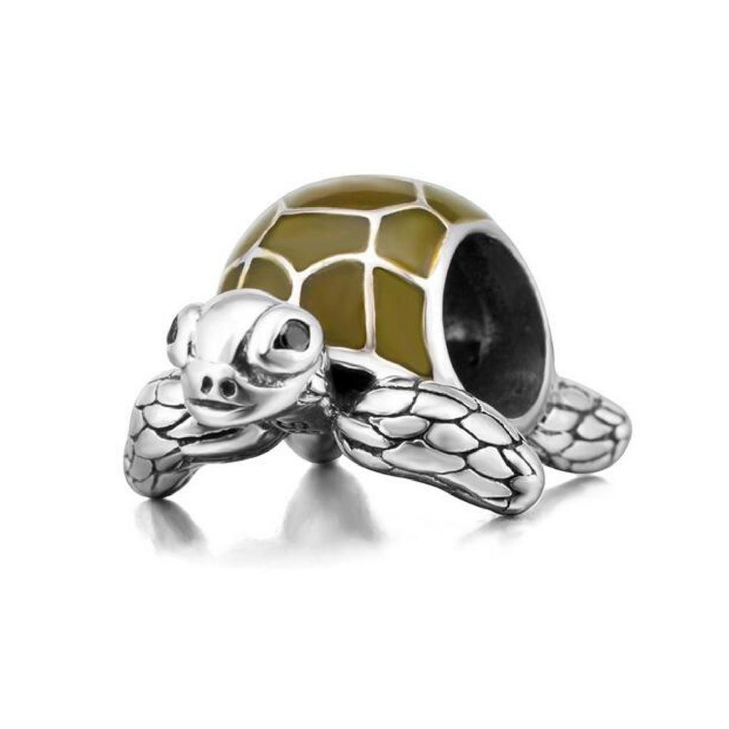 S925 Sterling Silver Starfish, Dolphin, and Turtle Charm Bracelet with Beaded Accessories