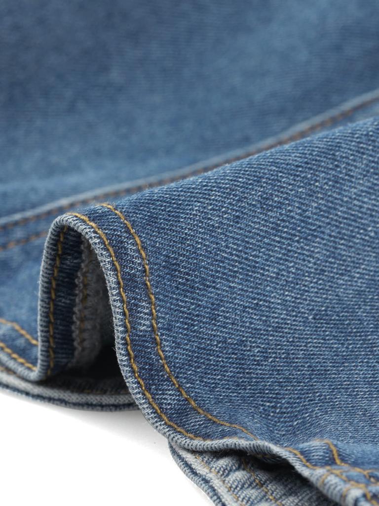 Allegra K Women's Denim Jacket, Jeans Coat, Bolero, Cardigan, Collarless, 3/4 Sleeves, Chest Pocket, Blue, Size M