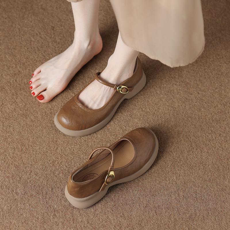 711-1 Super soft and versatile not tired feet single shoes 2025 new shallow mouth shoes soft sole Mary Jane small leather shoes