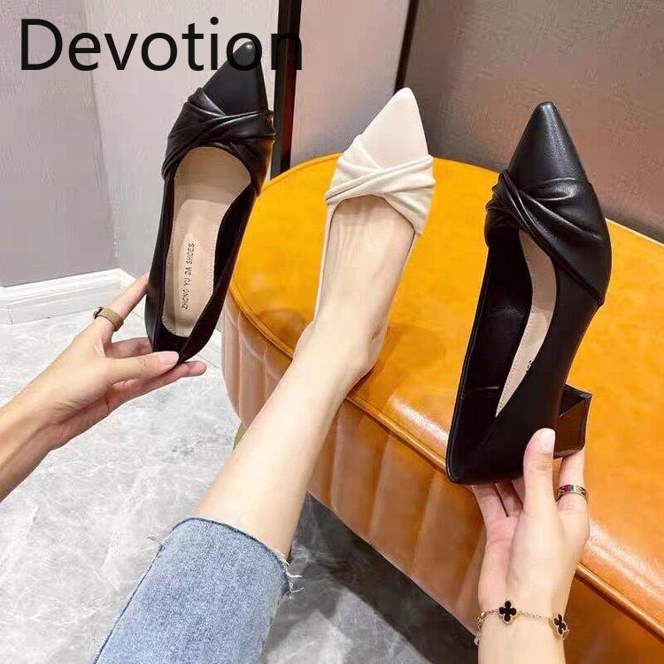 Anti-slip Shoes, Low-heeled High-heeled Shoes, Shallow-toe Pointed-toe Women's Single Shoes Devotion