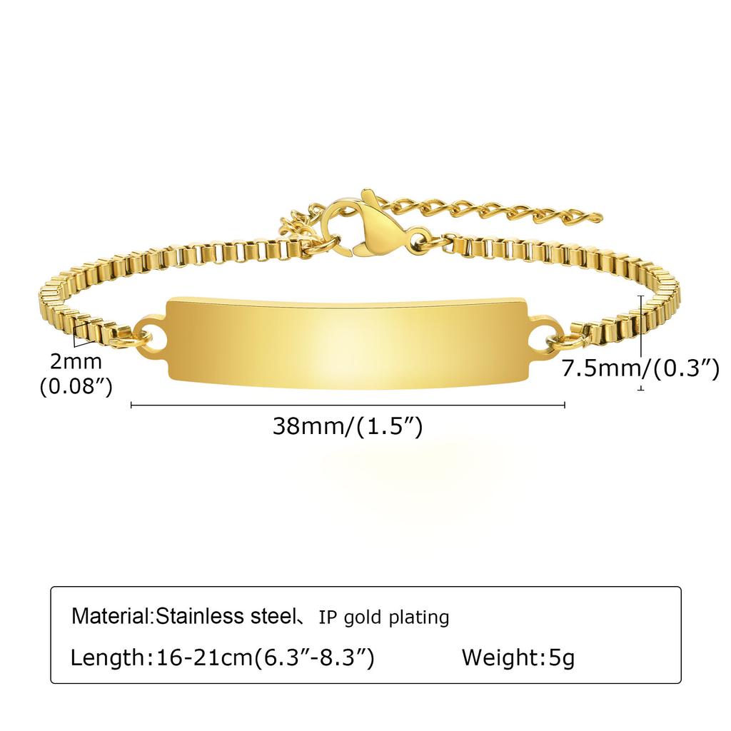 A Variety Of Children'S Curved Brand Stainless Steel Gold Bracelet Women, Fashionable Personality Can Be Engraved 798