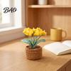 Multi Color Crochet Flower Pot Crocheted Potted Plant, Artificial Yarn Ornament, Vibrant Multi-color No Maintenance Fake Flowers Knitted Desktop Plant