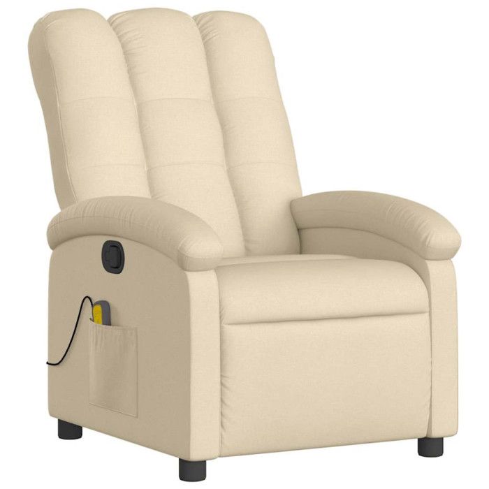 VidaXL Fauteuil de massage inclinable Crème Tissu 371748