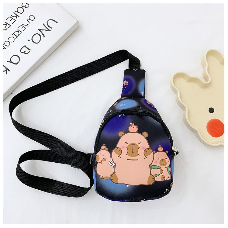 

Школьный рюкзак Капибара новый детский мешок для сменки в иностранном стиле на плечо сумка-мессенджер повседневный чёрный