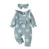 Baby Mädchen Strampler Kleidung Rüschen Ärmellos Neugeborene Body mit Stirnband Herbst Jumpsuit Mode Kleinkind Outfit Anzug