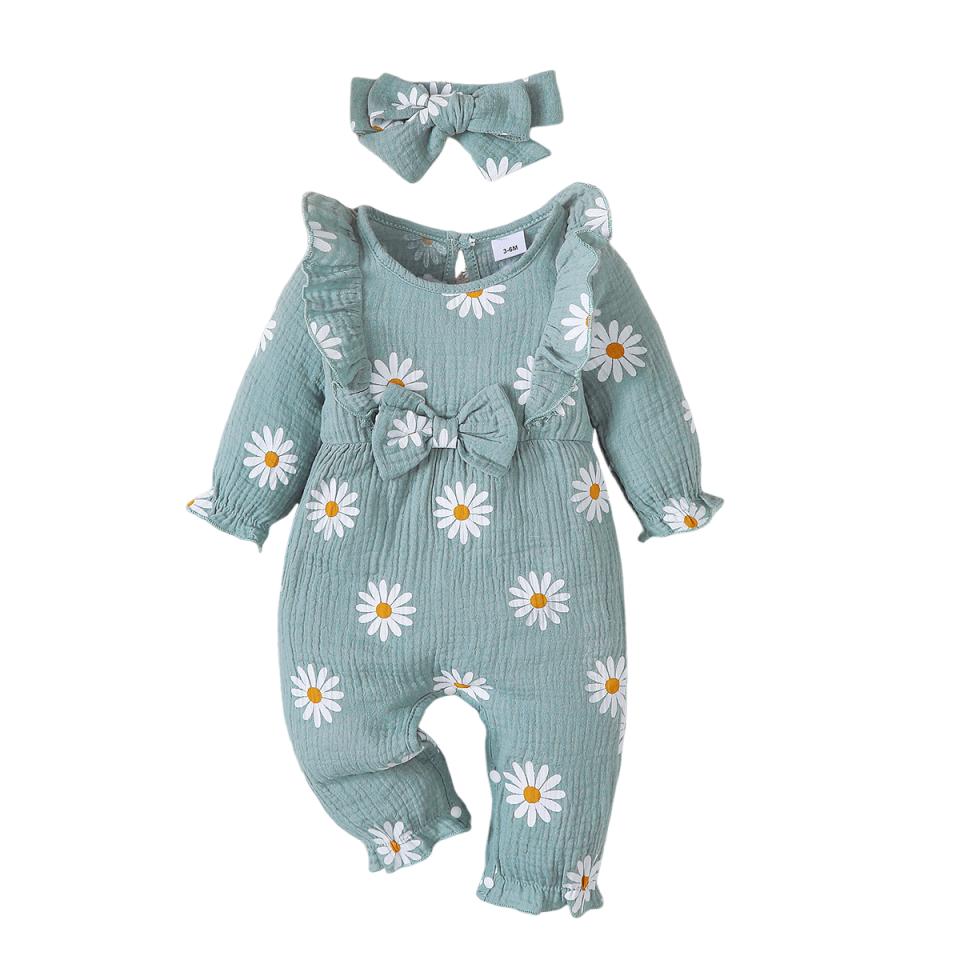 Baby Mädchen Strampler Kleidung Rüschen Ärmellos Neugeborene Body mit Stirnband Herbst Jumpsuit Mode Kleinkind Outfit Anzug