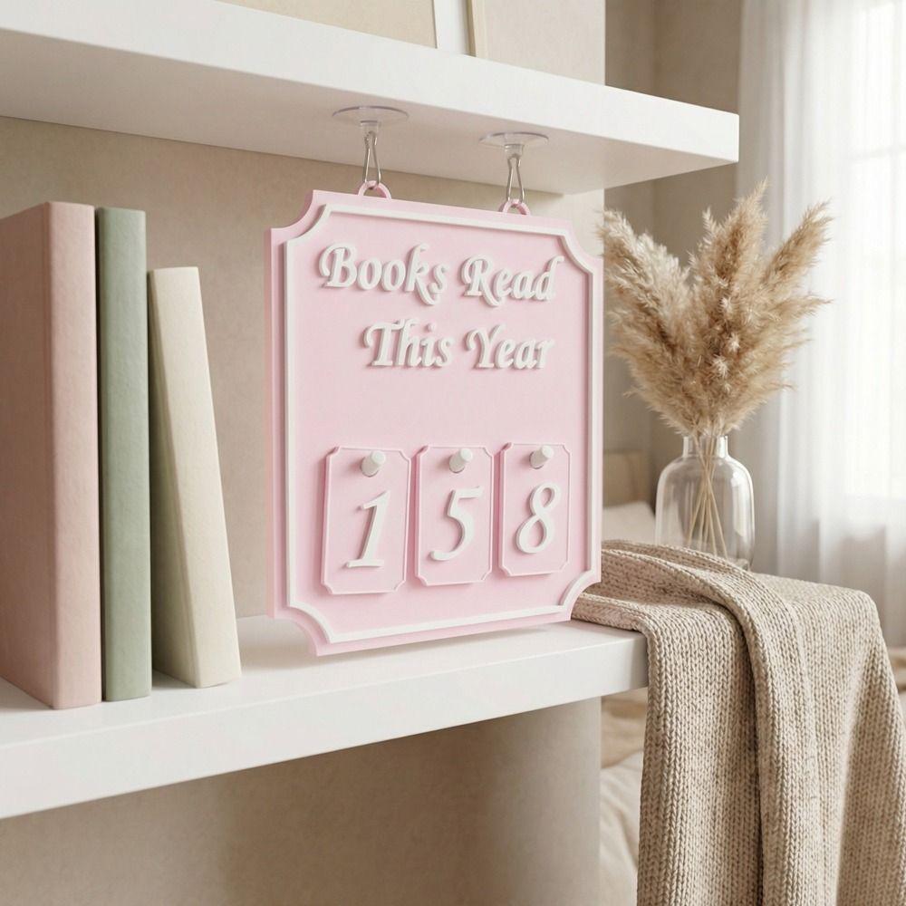 3D Printing Hanging Bookshelf Counter Bookish Decor Yearly Reading Track This Year Book Tracker with Hook