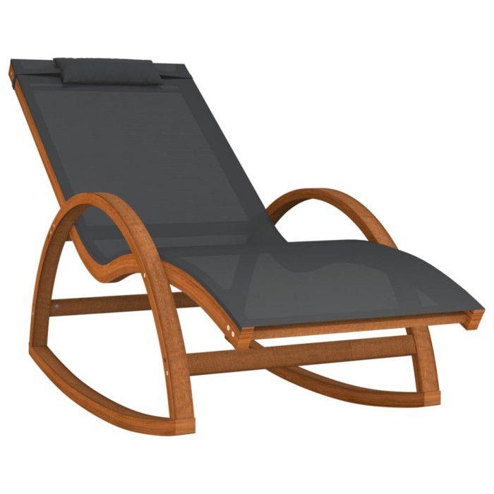 VidaXL Chaise à bascule textilène gris et bois de peuplier massif 363472