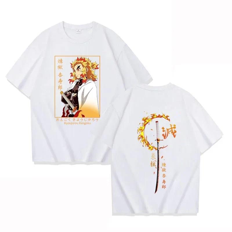 Continuously T-shirt Heren Rengoku Kyoujurou Anime Print Korte Mouw T-shirt Casual Ronde Hals Zomer Unisex Top Oversized T-shirt Grafische T-shirts L