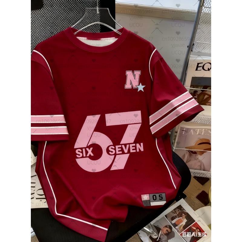 6 7 Printing Parent-child Matching Outfits Autumn Short Sleeve T-Shirt Plus Size Jersey Sportwear Outdoor Round Neck T-Shirt