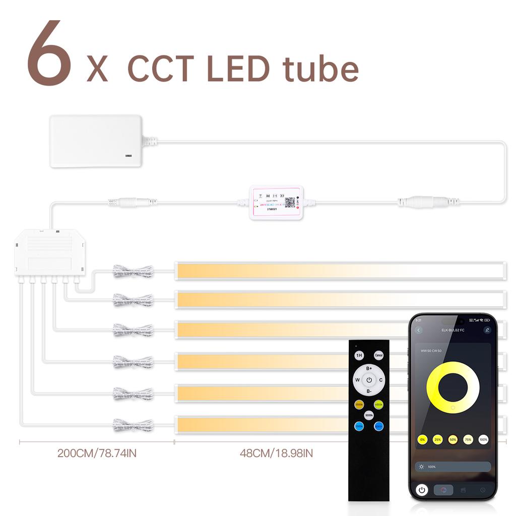 Control por APP Bluetooth 2700K-6500K Regulable CCT Barra de Luz LED DIY Luz Inteligente para Armario Debajo de Gabinete Decoración Acústica de Pared con Panel de Madera