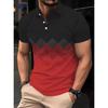 Polo Shirt Men's Colorful Pattern T-Shirt Summer Loose Fit Turn-Down Collar Short Sleeve T-Shirt
