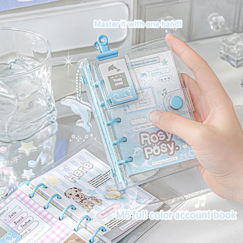 Loose Spiral Notebook Kawaii Transparent Loose-Leaf Notebooks Mini Notepad Portable Hand Account Cartoon Pocket Notebook