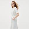 ELLE Women's French Pinch Pleat Round Neck Short Sleeve T-Shirt