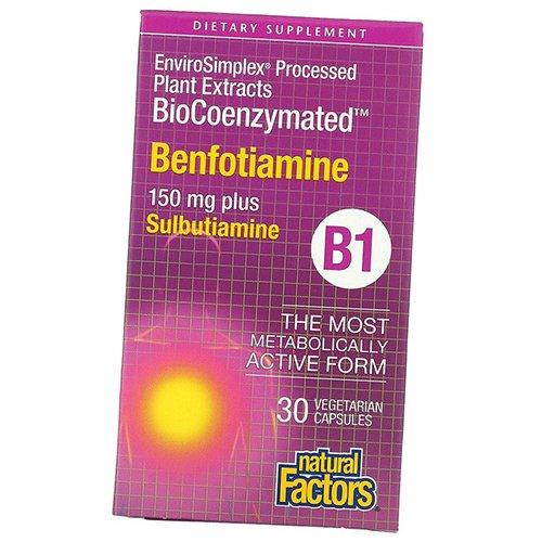 

Бенфотіамін, Біокоензимований, B1, Бенфотіамін Плюс Сульбутіамін, Natural Factors 30вегкапс (72406007) 30vcaps