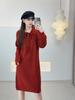 Ai Yuan 2025 Winter Plus Size Women's Loose POLO Collar Lace-up Knit Dress F716