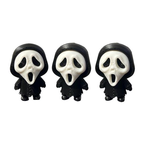 Scream Ghost Face Ornament 3D Printed Ornament, Mini Desktop Statue for Halloween Compact Decor Decoration, Funny Skeleton Figurine Home Office Shelf