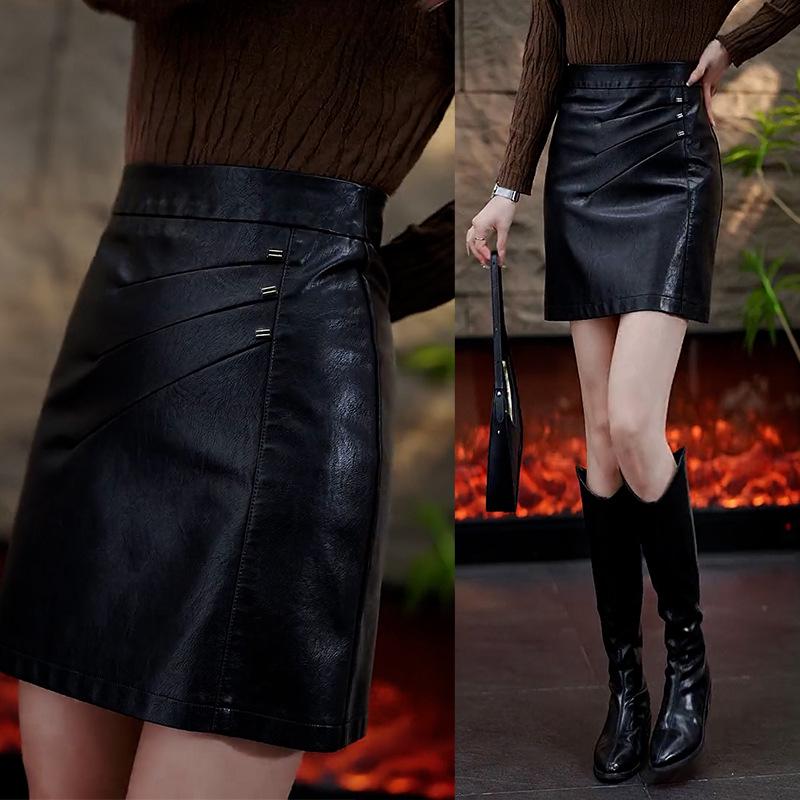 

Women s Coffee PU Leather High-Waisted A-Line Mini Skirt - 2025 Autumn/Winter Collection M / 27 [Recommended for 95-105 lbs]