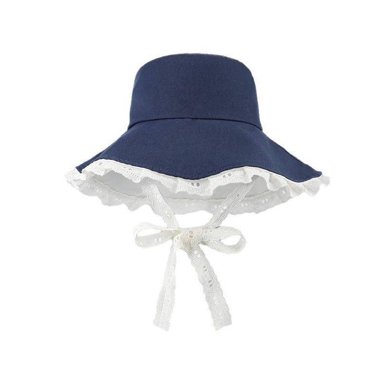 Korean Style Sweet Lace Splicing Large Brim Fishing Cap Women's Spring Summer Fresh Outdoor Sunshade Hat Mountaineering Hat