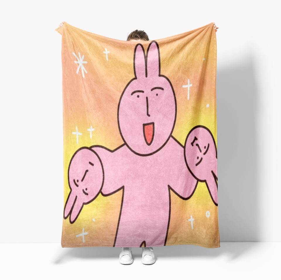 Cute Pink rabbit Series Blanket Cartoon Print Warm Flannel Soft Comfortable Home Travel Bed Blanket Birthday Couple kids Gift